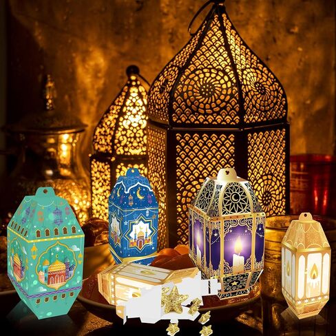24 Pcs Four styles Moon Festival Party Favors Candy Gift Boxes,Ramadan Inspired Designs, Perfect for Holiday Gifts, Parties, and Religious Celebration Supplies in Saudi Arabia
