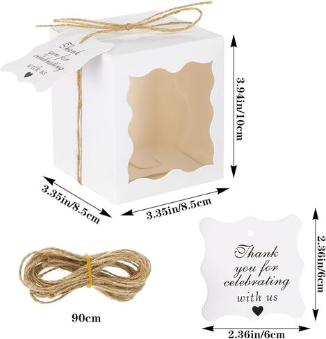 MAQUITA 50 Set Candle Gift Box Transparent Gift Packaging Box for 4-10 oz Candles 50 Paper Thank You Tag for Christmas Wedding Birthday Party Favor in Saudi Arabia