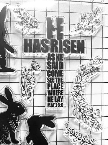 Easter Bunny Clear Stamps for Card Making or Journaling He has Risen Easter Sentiment Flowers Rubber Stamps for Scrapbooking Photo Album and Other Paper Crafts Decoration in Saudi Arabia