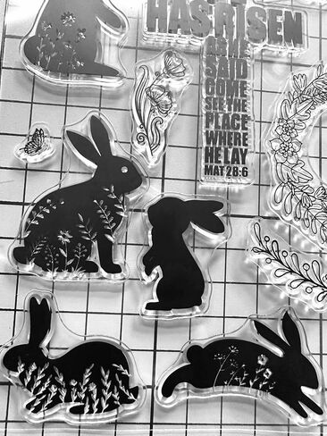 Easter Bunny Clear Stamps for Card Making or Journaling He has Risen Easter Sentiment Flowers Rubber Stamps for Scrapbooking Photo Album and Other Paper Crafts Decoration in Saudi Arabia