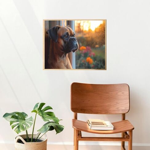 طلاء OKSGYTA بالأرقام، كلب بوكسر يهز ذيله عند الباب، رسم مقاس 16 × 20 بوصة مع فرش هدايا ديكور منزلي شتوية (بدون إطار) in Saudi Arabia