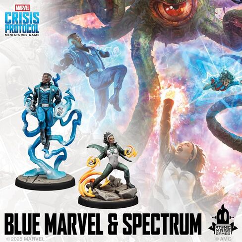 Asmodee Marvel: Crisis Protocol Blue Marvel & Spectrum Character Pack - Features The Mighty Avengers Affiliation & Leadership Ability, Tabletop Superhero Game, Ages 14+, 2 Players, 90 Minute Playtime in Saudi Arabia