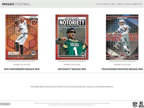 2025 Panini Mosaic Football Hobby Mega Trading Card Box (10 فسيفساء حمراء مموهة حصرية لكل صندوق) in Saudi Arabia
