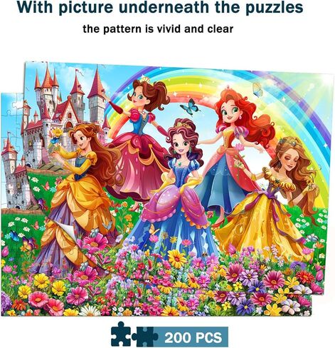 Puzzles for Kids Ages 8-10 6-8 - Castle and Princess Floor Puzzle- 200 Piece Jigsaw Puzzles for Kids Ages 10-12 Year Old and Adults.Colorful Children Puzzles for Girls and Boys Educational Toys in Saudi Arabia