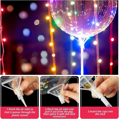 Charniol 25 Pieces Balloon Sticks with Cups, 16 Inch Long Clear Balloon Holder Transparent Balloons Sticks for Birthday Party Wedding Anniversary Indoor Outdoor in Saudi Arabia