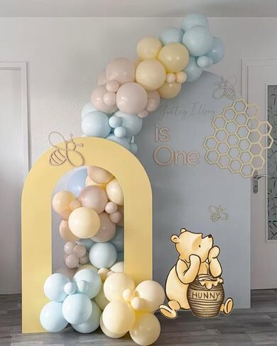 Classic Winnie Cutouts and Blue Yellow Sand White Balloons Arch Kit Pastel Balloons For Pooh Baby Shower Decorations Birthday Party Supplies in Saudi Arabia