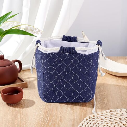 FREEBLOSS Sashiko Bag Kit Sashiko Drawstring Bento Bag Kit DIY Sashiko Bag Making Kit with PET Sashiko Stencil Beginner Friendly Home Decoration Gift Ideas in Saudi Arabia