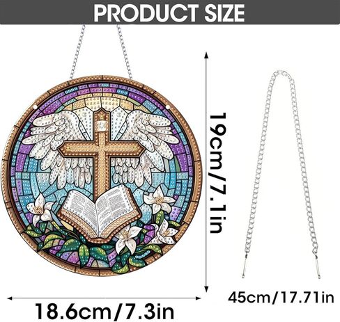 Hanging Diamond Art Kits for Adults Pendant Cross, Special Shaped Crystal DIY Diamond Painting Kit, Acrylic Board Wreath Pendants Double Sided, Home Decor 7.48 x 7.32 Inch D44 in Saudi Arabia