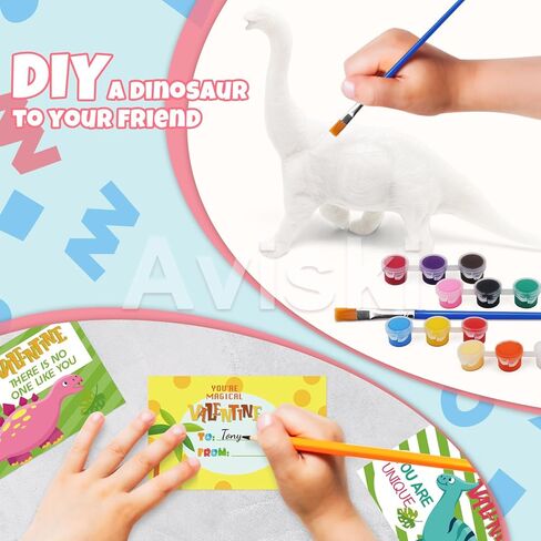 Aviski 24 Pack Valentines Day Cards for Kids with Dinosaur Painting Kit for Kids, Greeting Cards for School Classroom Exchange Gifts, Arts and Crafts Party Favor Supplies in Saudi Arabia