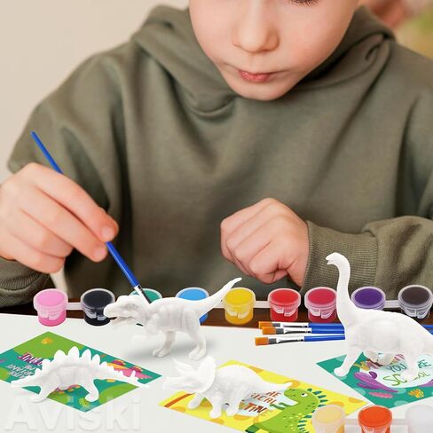 Aviski 24 Pack Valentines Day Cards for Kids with Dinosaur Painting Kit for Kids, Greeting Cards for School Classroom Exchange Gifts, Arts and Crafts Party Favor Supplies in Saudi Arabia