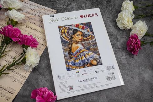 طقم غرز متقاطعة من Luca-S ذهبي، غرز متقاطعة محسوبة للبالغين، طقم تطريز - المهرجان المكسيكي، B706 in Saudi Arabia