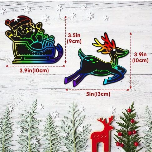 24Pcs Christmas Scratch Crafts Decorative Paper, Ideal for New Year Party Favors, Event Supplies and Classroom Activities in Saudi Arabia