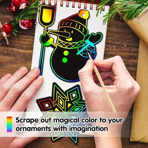24Pcs Christmas Scratch Crafts Decorative Paper, Ideal for New Year Party Favors, Event Supplies and Classroom Activities in Saudi Arabia