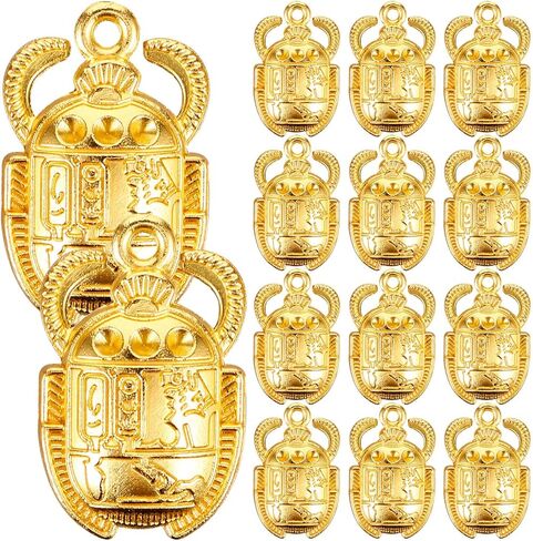 VILLCASE 30pcs Egyptian Beetle Charms, Vintage Egypt Scarab Pendant, Metal Scarab Charms Ornament Jewelry Making Accessories for DIY Crafts Necklace Bracelet in Saudi Arabia