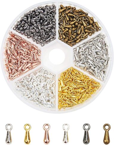 Kitbeads 600pcs Alloy Extender Chain Terminator Charm Tear Drop Dangle End Beads End Piece for DIY Jewelry Findings Necklace Making(6 Colors) in Kuwait