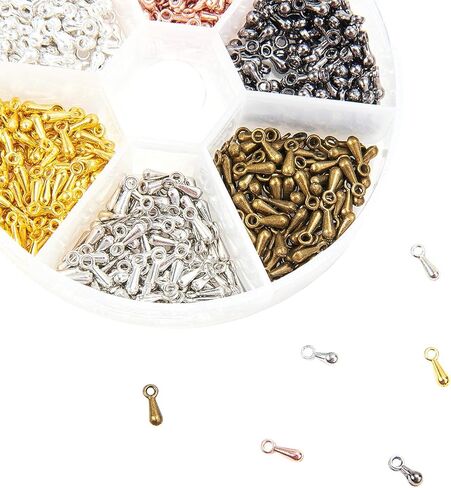 Kitbeads 600pcs Alloy Extender Chain Terminator Charm Tear Drop Dangle End Beads End Piece for DIY Jewelry Findings Necklace Making(6 Colors) in Kuwait