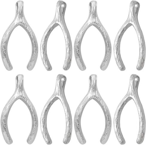 Beebeecraft 1 Box 20Pcs 2 Colors Wish Bone Lucky Charms 18K Gold & Platinum Plated with Jump Ring for DIY Jewelry Necklace Bracelet Earring Making Findings in Saudi Arabia