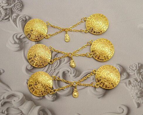 Set of 12 Charro Ornate Metal Button, Charro Chains, Vaquera Buttons, Quinceañera Accessory, Mariachi Suit Sewing Button, Suit Blazer Button (Gold) in Saudi Arabia