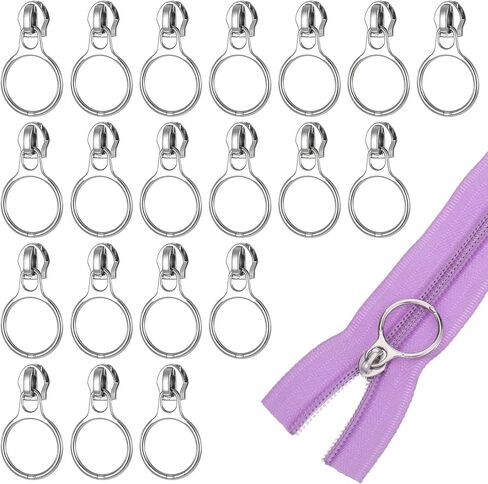 20 Pcs Zipper Pulls #5 Zinc Alloy #5 Silver Ring Star Zipper Head Small Fashion Coil Zippers Puller Metal Zippers Sliders for Luggages Purses Bags Clothes Shoes in Saudi Arabia