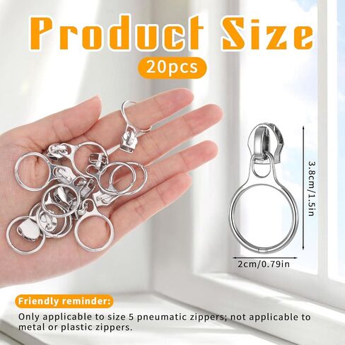 20 Pcs Zipper Pulls #5 Zinc Alloy #5 Silver Ring Star Zipper Head Small Fashion Coil Zippers Puller Metal Zippers Sliders for Luggages Purses Bags Clothes Shoes in Saudi Arabia