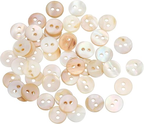 uxcell 100 Pcs Natural Shell Buttons, 2 Hole Mother of Pearl Buttons 9mm Sewing Craft Button for Shirt Sewing DIY Crafts Decoration, White in Saudi Arabia