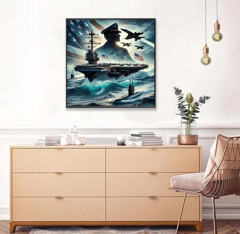 KTHOFCY 5D DIY Navy Ship Diamond Painting Kits for Adults,Super Aircraft Carrier with Sailor&Fighter Jets Full Drill Embroidery Cross Stitch Crystal Paintings Arts Wall Decor Dots Kits 13.7X13.7inch in Saudi Arabia