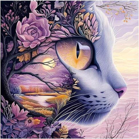 hill froeistung Cat Diamond Art Painting Kits for Adults,Landscape Diamond Art for Beginners, DIY Full Drill Tree Diamond dots for Wall Decor 12 x 12 Inch in Saudi Arabia