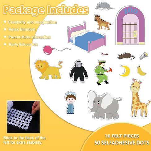 قطع لوحة القصة من Thryvomniq لباد قصة الغوريلا قبل النوم لمرحلة ما قبل المدرسة ورياض الأطفال ورواية القصص والأنشطة التعليمية ألعاب اللباد ألعاب تفاعلية in Kuwait