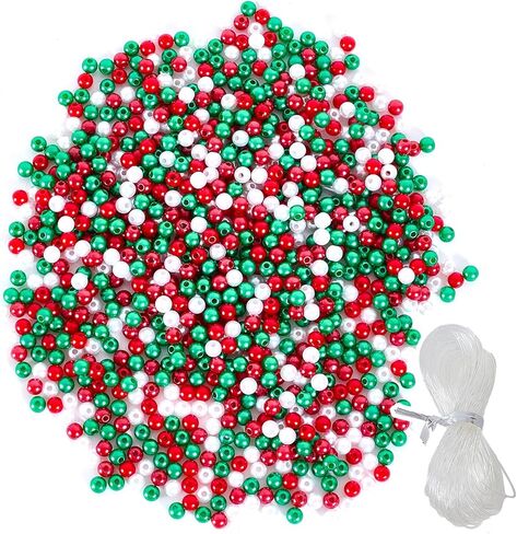 1200pcs Valentine's Day Pearl Beads 6mm Plastic Round Pearls Beads with 10M Elastic Cord for Jewelry Making DIY Craft Supplies (Pink Red White) in Saudi Arabia