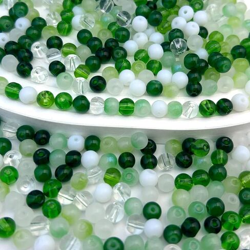 560 قطعة من الخرز الزجاجي المستدير مقاس 8 مم، خرزة كريستال خضراء فضفاضة لصنع المجوهرات في عيد القديس باتريك، خرزات كبيرة متنوعة لديكور المنزل، والحرف اليدوية، والسوار، والقلادة in Saudi Arabia