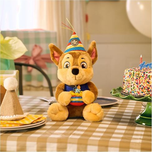 Paw Patrol GUND Birthday Chase Plush, Official Chase Plush Toy, Birthday Stuffed Animal, Sensory Toy for Ages 1 and Up, 9.5" in Saudi Arabia