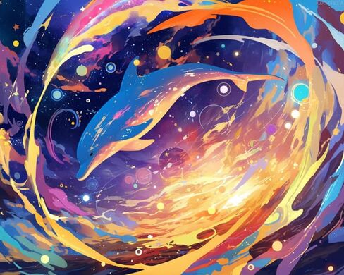 OKSGYTA Colorful Dolphin Paint by Numbers Kit for Adults, Paint by Number on Canvas, Abstract Art Digital Oil Painting Kits Suitable for Home Wall Decoration Gift 20"x16" in Saudi Arabia