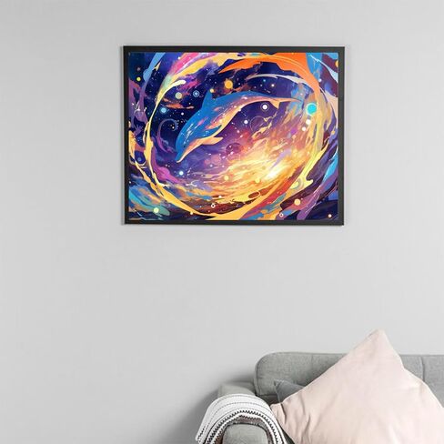 OKSGYTA Colorful Dolphin Paint by Numbers Kit for Adults, Paint by Number on Canvas, Abstract Art Digital Oil Painting Kits Suitable for Home Wall Decoration Gift 20"x16" in Saudi Arabia