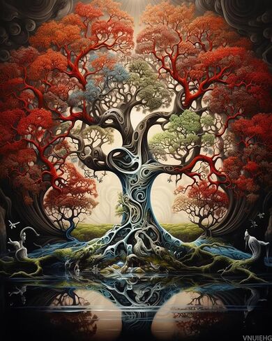 VNUIEHG Paint by Numbers Tree for Adults, DIY Oil Painting Acrylic Paint by Number Kits for Adults Beginner for Home Wall Decor 16x20 inch in Kuwait