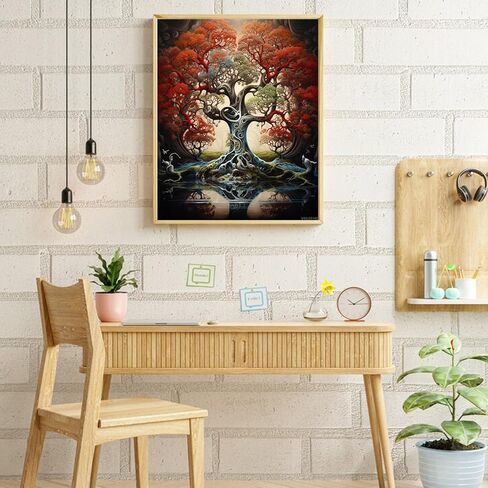 VNUIEHG Paint by Numbers Tree for Adults, DIY Oil Painting Acrylic Paint by Number Kits for Adults Beginner for Home Wall Decor 16x20 inch in Kuwait