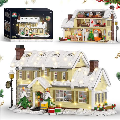 Christmas Holiday House Building Blocks Set, Christmas Village House Building Kit with Warm LED Lights, Christmas Toys, Winter Collection, Retro for Adults and Kids(2069PCS) in Saudi Arabia