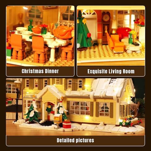 Christmas Holiday House Building Blocks Set, Christmas Village House Building Kit with Warm LED Lights, Christmas Toys, Winter Collection, Retro for Adults and Kids(2069PCS) in Saudi Arabia
