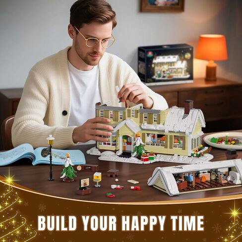 Christmas Holiday House Building Blocks Set, Christmas Village House Building Kit with Warm LED Lights, Christmas Toys, Winter Collection, Retro for Adults and Kids(2069PCS) in Saudi Arabia