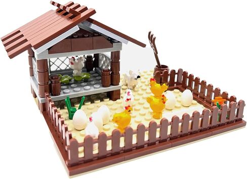Barn and Farm Building Block Set D, Chicken Coop, Garden, Crops, Compatible with Lego 853792 Accessory for Ages 6-12 in Saudi Arabia