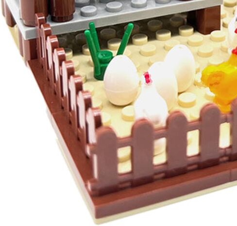 Barn and Farm Building Block Set D, Chicken Coop, Garden, Crops, Compatible with Lego 853792 Accessory for Ages 6-12 in Saudi Arabia
