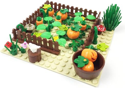 Barn and Farm Building Block Set D, Chicken Coop, Garden, Crops, Compatible with Lego 853792 Accessory for Ages 6-12 in Saudi Arabia