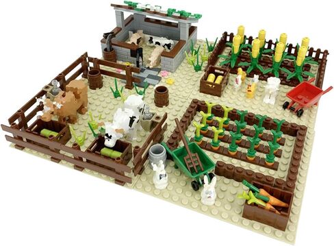 Barn and Farm Building Block Set D, Chicken Coop, Garden, Crops, Compatible with Lego 853792 Accessory for Ages 6-12 in Saudi Arabia