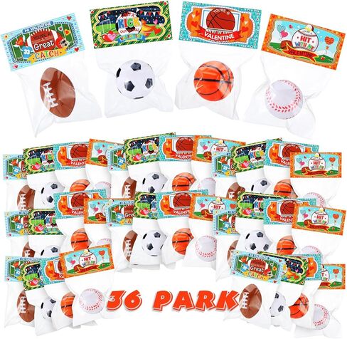 Zhanmai 36 Pcs Valentines Day Sport Stress Balls with Gift Cards for Kids Valentines Basketball Baseball Football Party Favors Supplies for Stuffers Piñata Filler Classroom School Exchange Prize in Saudi Arabia