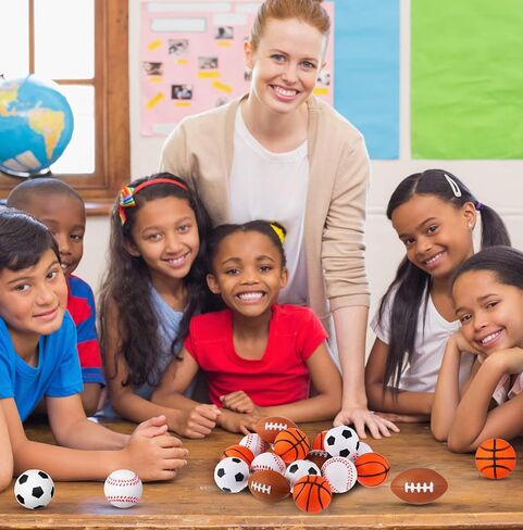 Zhanmai 36 Pcs Valentines Day Sport Stress Balls with Gift Cards for Kids Valentines Basketball Baseball Football Party Favors Supplies for Stuffers Piñata Filler Classroom School Exchange Prize in Saudi Arabia