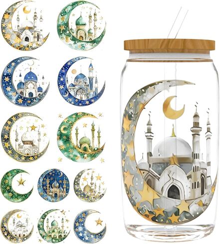 UV DTF Cup Wraps, 12 Sheets for 16oz Glass Cups, Fashion Lady Clear Transfer Stickers for Tumblers and Bottles, Assorted Pattern Set in Kuwait