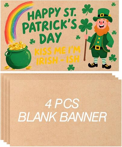 Tatuo 4 Pcs 30" x 60" Large Brown Paper Banners for Valentine's Day Crafts Blank 120gsm Thick Kraft Paper Banner for Display Wall Signs Painting St Patrick Spring Birthday Wedding Party Decoration in Saudi Arabia