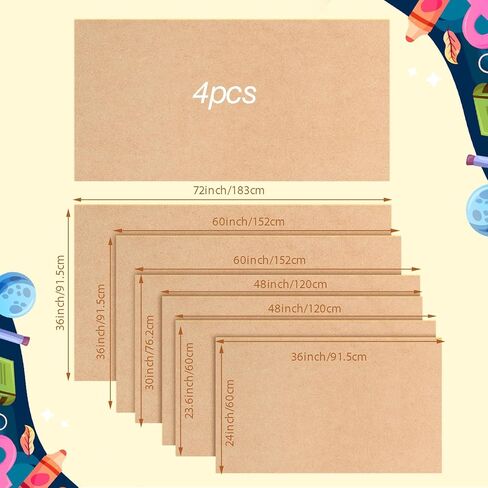 Tatuo 4 Pcs 30" x 60" Large Brown Paper Banners for Valentine's Day Crafts Blank 120gsm Thick Kraft Paper Banner for Display Wall Signs Painting St Patrick Spring Birthday Wedding Party Decoration in Saudi Arabia