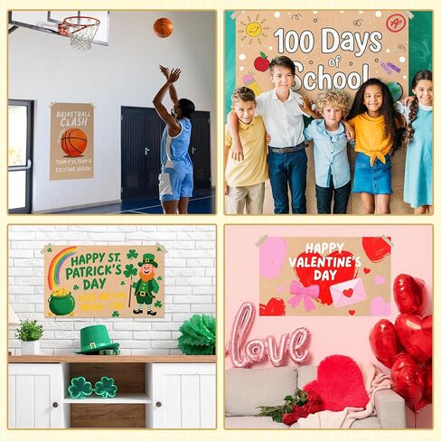 Tatuo 4 Pcs 30" x 60" Large Brown Paper Banners for Valentine's Day Crafts Blank 120gsm Thick Kraft Paper Banner for Display Wall Signs Painting St Patrick Spring Birthday Wedding Party Decoration in Saudi Arabia