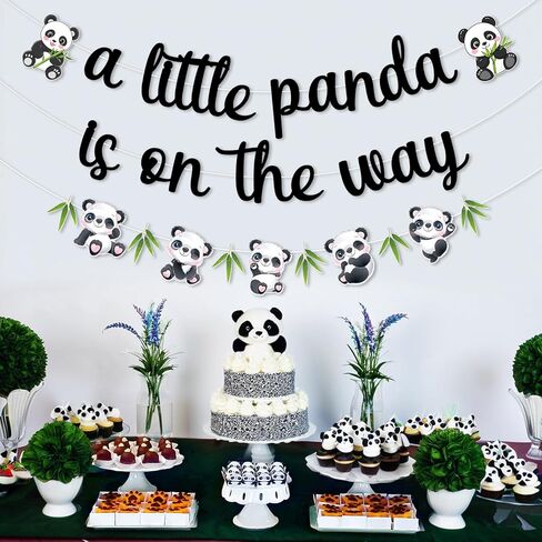 JOYMEMO A Little Panda Is on The Way Banners, Panda Baby Shower Decorations, Animals Theme Pregnancy Celebration Newborn Party Supplies in Saudi Arabia