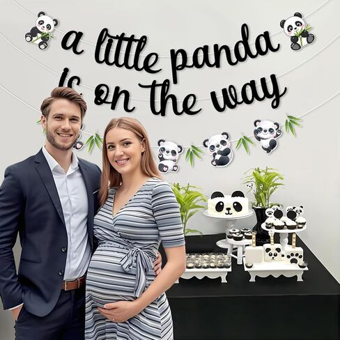 JOYMEMO A Little Panda Is on The Way Banners, Panda Baby Shower Decorations, Animals Theme Pregnancy Celebration Newborn Party Supplies in Saudi Arabia